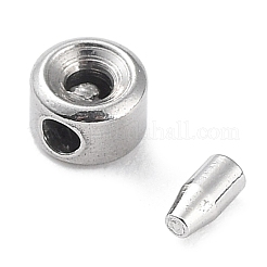 変色しない304ステンレススチールボールチープ  フラットラウンド  ステンレス鋼色  2x3mm  穴：1mm  内径：1mm&nbsp;STAS-K268-01A-P