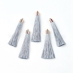 ポリエステルタッセルビッグサイズパーツ  合金のパーツと  ゴールドカラー  グレー  58~65x7~25mm  穴：1.5mm&nbsp;X-FIND-E018-D34