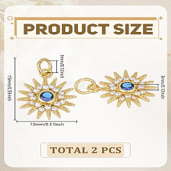 2Pcs Brass Micro Pave Cubic Zirconia Charms&nbsp;ZIRC-LP0001-35