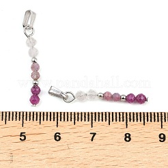 Faceted Round Natural Quartz Crystal & Ruby & Pink Tourmaline Beaded Pendants&nbsp;X-PALLOY-JF03529-09