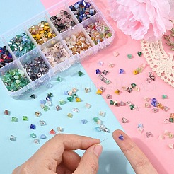 1000個10色電気メッキガラスビーズ  三角形  ミックスカラー  3.5x6x4.5mm  穴：1mm  100個/カラー&nbsp;EGLA-YW0005-05