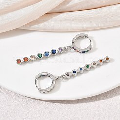 Brass Pave Cubic Zirconia Hoop Dangle Earrings&nbsp;KK-CBAD9DF-02P-B