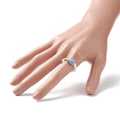 Flower Bud Synthetic Coral & Glass Seed Beaded Stretch Ring for Women&nbsp;RJEW-JR00557