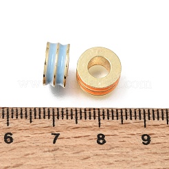 真鍮製エナメルヨーロピアンビーズ  大穴ビーズ  18KGP本金メッキ  コラム  ミックスカラー  10x5mm  穴：5mm&nbsp;KK-Z163-03G
