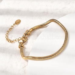 304ステンレススチール製スネークチェーンブレスレット（女性用）  イオンプレーティング（ip）  長持ちメッキ  18KGP本金メッキ  6.69インチ（17cm）  幅3mm&nbsp;BJEW-A158-02E-G