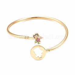Rack Plating Brass Micro Pave Cubic Zirconia Bangles&nbsp;BJEW-E071-16G-01