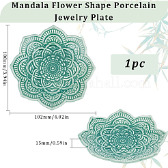 1Pc Mandala Flower Shape Porcelain Jewelry Plate&nbsp;DJEW-SC0001-08