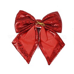 クリスマス プラスチック スパンコール 大きな蝶結びペンダント デコレーション  クリスマスツリーの吊り下げ飾り用  暗赤色  240x230x35mm&nbsp;AJEW-S088-04A