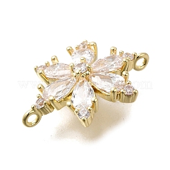 Brass Clear Cubic Zirconia Snowflake Connector Charms&nbsp;KK-Q048-19G