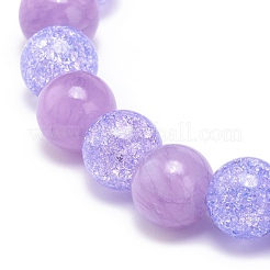 Natural Yellow Jade & Synthetic Crackle Quartz Round Beaded Stretch Bracelet for Women&nbsp;BJEW-JB08528-01