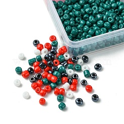800個 4スタイルミックススタイルガラスラウンドシードビーズ  ミックスカラー  3~3.5x2mm  穴：1~1.2mm  200個/スタイル&nbsp;SEED-FS0001-18B