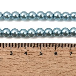 環境に優しいグレードaガラスパールビーズ  パールカラーの  ラウンド  ライトスカイブルー  6mm  穴：1.2~1.5mm  約68個/連  16''（40.64センチメートル）&nbsp;HY-J002-6mm-HX084