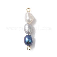 Natural Cultured Freshwater Pearl Potato Beaded Connector Charms&nbsp;PALLOY-JF04985