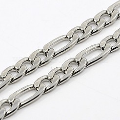変色しにくい男性用フィガロチェーンネックレス  304ステンレスネックレス  カニカン付き  ステンレス鋼色  23.6インチ（60cm）&nbsp;NJEW-F027-03-7mm