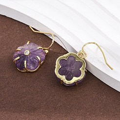 Flower Natural Mixed Stone Dangle Earrings&nbsp;EJEW-G456-01G