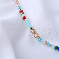 Bohemian Style Alloy & Plastic & Polymer Clay Beaded Anklets&nbsp;FS-WGD536E-01