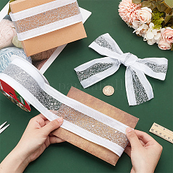 10 Yards Hot Stamping Polyester Satin Ribbons&nbsp;SRIB-WH0011-169B