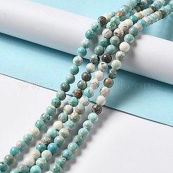 天然マグネサイトビーズ連売り  染め＆加熱  ラウンド  ターコイズ  6~6.5mm  穴：1.2mm  約65個/連  15.63''（39.7センチメートル）&nbsp;G-L555-02B-02