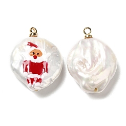 Baroque Style Natural Keshi Pearl Pendants with Enamel&nbsp;PEAR-G013-02B