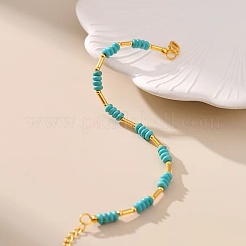 Synthetic Turquoise & Brass Beaded Bracelets for Women&nbsp;OR9235
