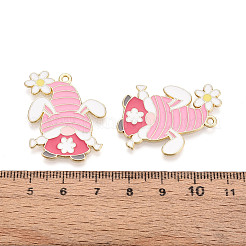 合金とエナメルのペンダント  ウサギの形をしたサンタクロース  ライトゴールド  ピンク  30.5x27x1mm  穴：1.6mm&nbsp;ENAM-T021-21A