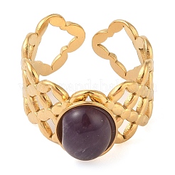Oval Natural Amethyst Finger Rings&nbsp;RJEW-Z057-13G-03