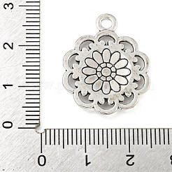 花チベットスタイル合金チャーム  カドミウムフリー＆鉛フリー  アンティークシルバー  20x2mm  穴：2mm&nbsp;TIBE-5269-AS-LF