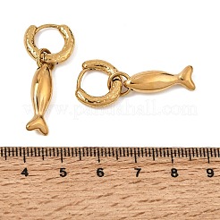 女性用304ステンレススチール製フープピアス  魚  18KGP本金メッキ  33x7mm&nbsp;SA-CBA210F-01G