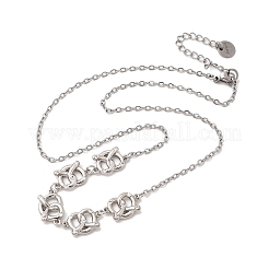 Brass Micro Pave Clear Cubic Zirconia Knot Pendant Necklaces&nbsp;NJEW-B157-08P-01