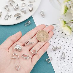 24個6スタイルの真鍮ピンチベイルセット  ペンダントピンチベイル＆スナップオンベイル＆アイスピックピンチベイル＆ベイル  プラチナ  12~32x4~13.5x1.5~9.5mm  穴：2~6mm  4個/スタイル&nbsp;KK-FH0002-02