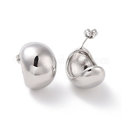 Brass Half Round Stud Earrings&nbsp;X-EJEW-G315-07P