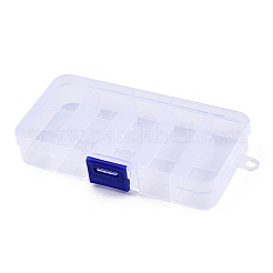 透明プラスチック容器  10コンパートメント  DIYアートクラフト用  ネイルダイヤ  ビーズ収納  長方形  透明  12.8x6.9x2.2cm  穴：5.5mm  コンパートメント：3x2.45センチメートル&nbsp;CON-T006-03
