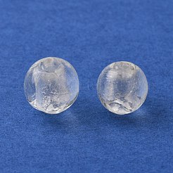 手作り銀箔ガラスベネチアンビーズ  ラウンド  透明  直径約12mm  穴：2mm&nbsp;X-SLR12MM09Y