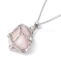 Tarnish Resistant 304 Stainless Steel Macrame Pouch Empty Stone Holder for Pendant Necklaces Making&nbsp;NJEW-JN04441-02