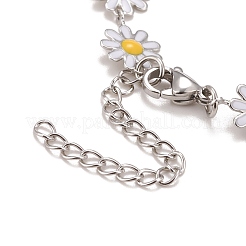 Enamel Daisy Link Chains Bracelet&nbsp;BJEW-P271-01P-01