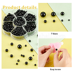 プラスチッククラフト目  diy人形作りキット  ラウンド  ブラック  3~11.5x2.5~11mm  穴：1~2.3mm  1150~1153個/箱&nbsp;DIY-WH0304-811