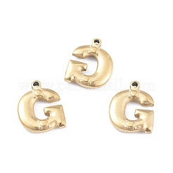 304ステンレスペンダント  文字L  ゴールドカラー  文字.g  16.3x13.2x3mm  穴：1.3mm&nbsp;STAS-E481-01G-G
