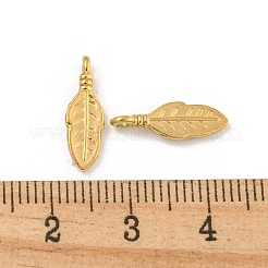 イオンプレーティング（IP）304ステンレスペンダント  リーフチャーム  18KGP本金メッキ  15.5x5x3mm  穴：1.5mm&nbsp;STAS-N103-126G