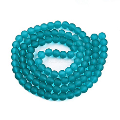 Frosted Transparent Glass Beads Strands&nbsp;GLAA-S031-8mm-37-01