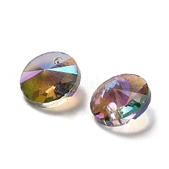 透明ガラスペンダント100個  多面カットフラットラウンドチャーム  シエナ  8x4mm  穴：1.2mm&nbsp;EGLA-D030-18B