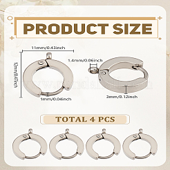 4Pcs 201 Stainless Steel Huggie Hoop Earrings Findings&nbsp;STAS-LP0005-51P