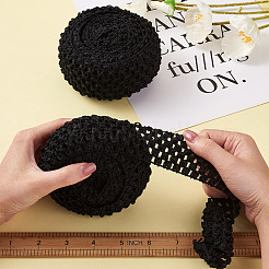 2ロール2サイズのポリエステル弾性リボン  ヘアバンド作成用  ブラック  1ロール/スタイル&nbsp;EW-TA0001-02I
