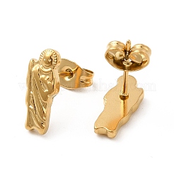 イオンプレーティング（IP）304ステンレススチール製女性用スタッドピアス  18KGP本金メッキ  13x5mm  ピン：0.8mm&nbsp;EJEW-E271-01G