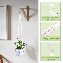 2Pcs Handmade Macrame Polyester with Wood Bead Plant Hanger&nbsp;AJEW-HS0001-47A