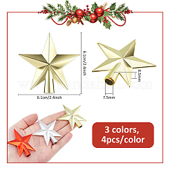 12Pcs 3 Colors Plastic Christmas Treetop Star Ornament&nbsp;DIY-DC0003-97