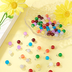 90Pcs 9 Colors Baking Paint Imitation Jade Glass Round Bead with Iron Pendants&nbsp;PALLOY-TAC0281