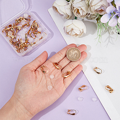 304ステンレススチール製クリップオンイヤリング金具40個  クリップオンイヤリング用の快適なプラスチックパッド40個付き  ゴールドカラー  16x7.5x10mm&nbsp;STAS-SP0001-23G