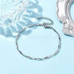 変色しない304ステンレススチール長方形リンクチェーンブレスレット女性男性用  ステンレス鋼色  7-1/8~7-1/4インチ（18.2~18.3cm）&nbsp;BJEW-JB10272-01