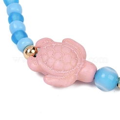 Tortoise Synthetic Turquoise Braided Bead Bracelets for Women&nbsp;BJEW-JB11694