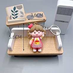 女の子用PVCバッグキーホルダー  漫画のバックパック吊り下げ装飾  クリムゾン  56x36mm&nbsp;LS-PW-WG0BCC7-01